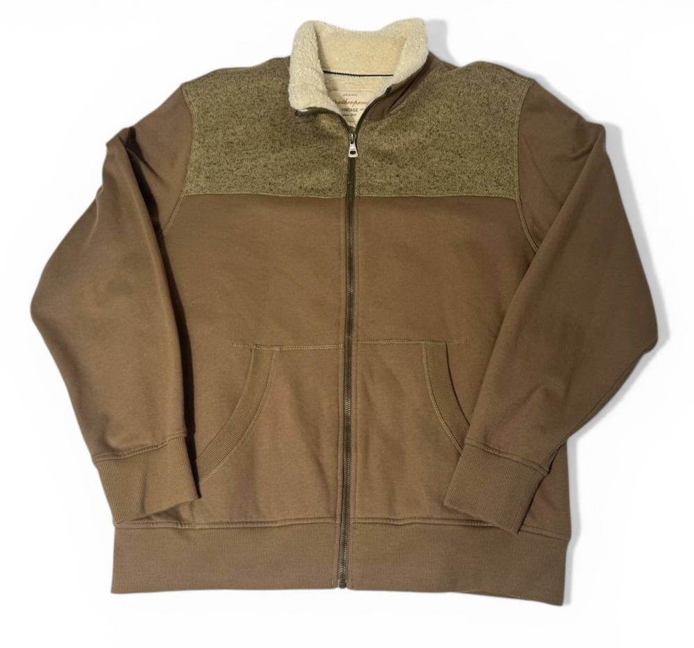 Weatherproof Vintage Jacket Mens Large Brown Sherpa Lined Full Zip